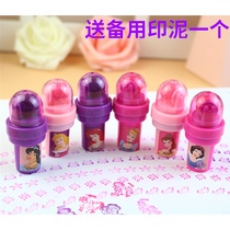 Snow White Mickey double seal cartoon dual-purpose childrens seal roller small round stamp toys 6