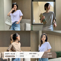 MSBEAST multicolor B defeat Japan imported long staple cotton skin-friendly breathable classic cotton short sleeve t-shirt womens round neck