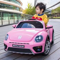 Childrens electric car four-wheel remote control toy baby kid beetle battery stroller can sit on person with remote control