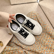 (Welfare Return) Welfare Little Cute ~ Korean Leather Thick-soled Leisure Big Head Shoes Womens Small White Shoes
