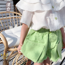 Clearance Xiaobao Jia Xia girls shorts pure cotton loose girl baby hot pants high waist casual outside wear white