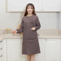 Apron home kitchen long sleeve women fashion cotton cooking with sleeves waterproof oil-proof coat anti-dressing autumn and winter