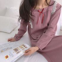 Princess style pajamas womens autumn and winter cute Japanese long-sleeved nightskirts 2020 new cotton very fairy court style