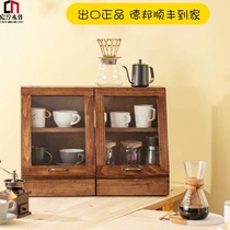 Chenluo wood Japanese solid wood Dining side cabinet Tea cabinet Glass wine cabinet Tea storage cabinet Kitchen drawer cupboard