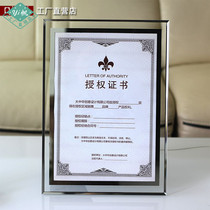 A4 honorary certificate frame authorization card glass crystal 12 inch photo frame setting table creative certificate hanging wall picture frame Medal