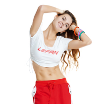 Fitness clothes female net red summer jump exercise clothes aerobics cheerleading clothes Female half-cut short yoga clothes female top