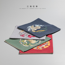 Jiangnan past tea set Small tea mat Fabric Tea ceremony Kung Fu tea set Chinese small tea mat Cotton and linen embroidery Zen tablecloth