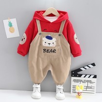 Girls Strap pants foreign style Boy pants 2021 new spring and autumn baby loose pants baby Tide pants