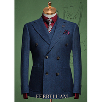 Verberan wool tweed suit Plaid British retro slim top jacket jacket mens autumn and winter suit jacket