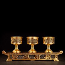 Buddhist supplies for cups of pure copper for the God of Wealth small high-footed water cups Guan Gong glasses for Buddha ornaments