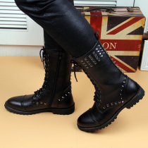 Korean Version Pointed Leather Boots Mens Boots Trendy Martin Boots Locomotive Boots Stylish Hair Stylist Thick Bottom High Bunch Leather Shoes