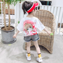 Girl t-shirt suit summer dress new girl Yang Yang Yang Young Childrens Summer Shorts Two Pieces