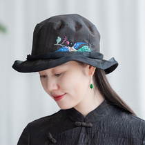 Orchid (time as simple) silk fragrant cloud yarn embroidered hat female sun hat sunscreen Dome hat sun hat
