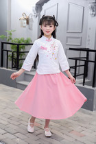 Childrens Hanfu Republic of China Vintage 2021 Spring Super Immortal Girls Cheongsam Tang Dress Long Skirt Republic of China Student Class Clothes