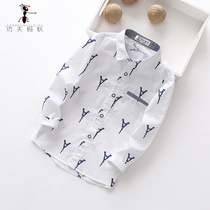 2020 new spring boys shirts big childrens Western style printed childrens long-sleeved shirts boys tops tide 3701