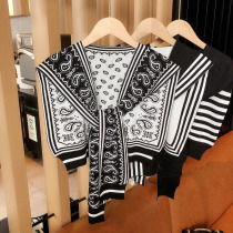 Spring and Autumn Outer Neck Protector Net Red Small Shawl Knitted Wool Shoulder Womens Fashion Striped False Collar Air-Conditioned Room Shoulder Thin