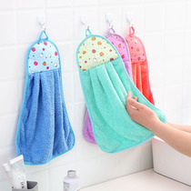 Home coral velvet hanging hand towel thickened rag dish towel kitchen absorbent towel does not drop the hair