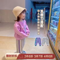 Girls gray casual pants 2021 autumn new spring baby trousers foreign sports kindergarten God pants Z