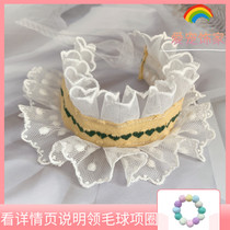 Handmade custom spring and summer contrast color love embroidery lace cat collar pet bib dog neck decoration Christmas green