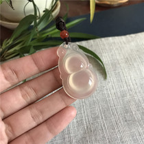 Natural white jade gourd pendant Fu Lu Shou gourd jade pendant for men and women auspicious neck ornaments