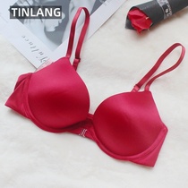 Export to the United States European and American underwear womens simple bra simulation silk seamless glossy front buckle micro-gathering bra size