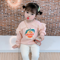 Girls sweater 2021 autumn new small childrens net red Korean version of the tide childrens clothing baby cartoon foreign style top spring and autumn