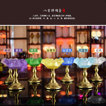 Taiwan colored glaze lotus ghee lamp holder for Buddha Candlestick front Buddha long light wax table lamp holder Buddhist supplies