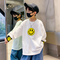 Childrens clothes big boy boy fried street white t-shirt long sleeve pure cotton cool handsome blouse for spring and autumn clothing 2022 new