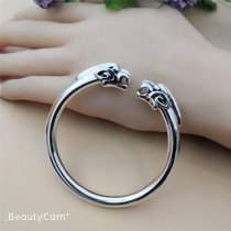 Sterling silver leopard head Bracelet Mens leopard head bracelet foot silver 999 opening mens personality silver bracelet silver ornaments
