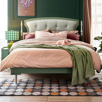 Calvary American childrens bed Solid wood soft bag bed Leather art bed Girl bed Princess bed 1 5-meter European single bed