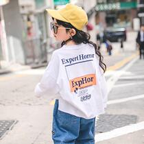 Girls spring and autumn long sleeve T-shirt 2022 Korean version loose casual round collar sweatshirt children CUHK childrens head blouses