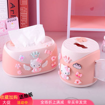Creative napkin carton cute cartoon living room coffee table paper towel storage box home bedroom girl roll paper box