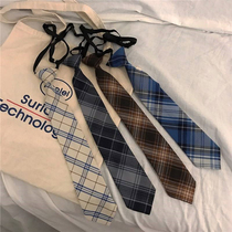 Mens and womens Japanese Plaid JK uniform tie Harajuku college style student dress same ins tie shirt Women