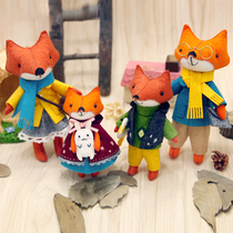 Fox family portrait doll doll non-woven handmade diy material bag free cutting Childrens production fabric sewing