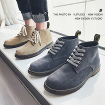 Spring and autumn surreal leather Middle help Martin boots men Inlenty wind tooling shoes small crowdsourced grey tide male short boots High helping shoes