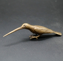 Solid brass long mouth bird small pendulum piece antique bronze art bronze sculpted bird handlebar piece ancient play bronzer bronze miscellaneous minor bronzer