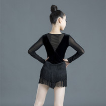 Latin dance costume autumn and winter velvet long sleeve new children girl childrens practice Middle Child competition performance skirt