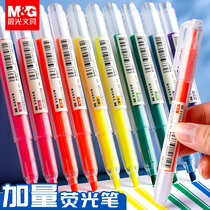 Morning fluorescent notebook color rough stroke key fluorescent marker pens students use a set of 6 colors to do notebook exams to learn the light-colored pairs of double-headed candy-colored silver pens