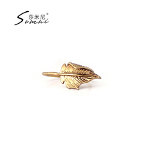 sumni Samini autumn and winter New retro 18K bag gold literature and art fan Chaochao people three-dimensional leaf fashion ring women
