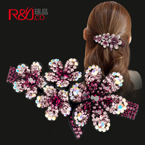 Mom hair card hairclip back head clip headgear Korean large spring clip top clip horizontal clip cross clip rhinestones ponytail hair accessories