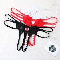 Feimu sexy underwear bead chain crotchless sexy underwear pearl temptation show Japanese open file free womens underwear 7121