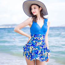 Swimsuit female sensational dress conjoined flat angle large size Slim Steel Toga swimsuit Female Belly Hot Spring Bathing Suit