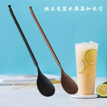 Long handle plastic small spoon disposable long fruit tea spoon milk tea coffee mixing spoon milkshake dessert independent spoon