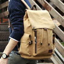 Retro backpack mens fashion trend backpack High school college student school bag casual canvas simple travel bag mens bag