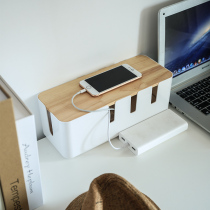 Wooden time creative wooden cover wire storage box Desktop socket plug board Finishing box Cable management box Hub