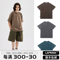 LAPRIMA 21SS BLANK embroidery loose short sleeve T-shirt Wang Xinkai with the same CITYBOY batik wash water