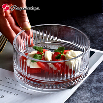 (2pcs)Imported glass bowl Salad dessert bowl European transparent jewelry dish Ashtray Fruit ice cream bowl