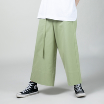 NOME womens trousers loose wide foot pants OL casual art cotton high waist pants simple W6E2L10P0001