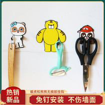 Animal Punch Free Hook Creative Cute Cartoon Kitchen Bathroom Entrance Wall Sticker Seamless Adhesive Hook