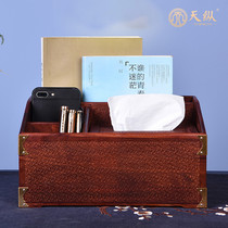 Mahogany home jewelry Flower Branch carving Lotus storage box blood sandalwood desktop living room remote control solid wood dragon pattern storage box